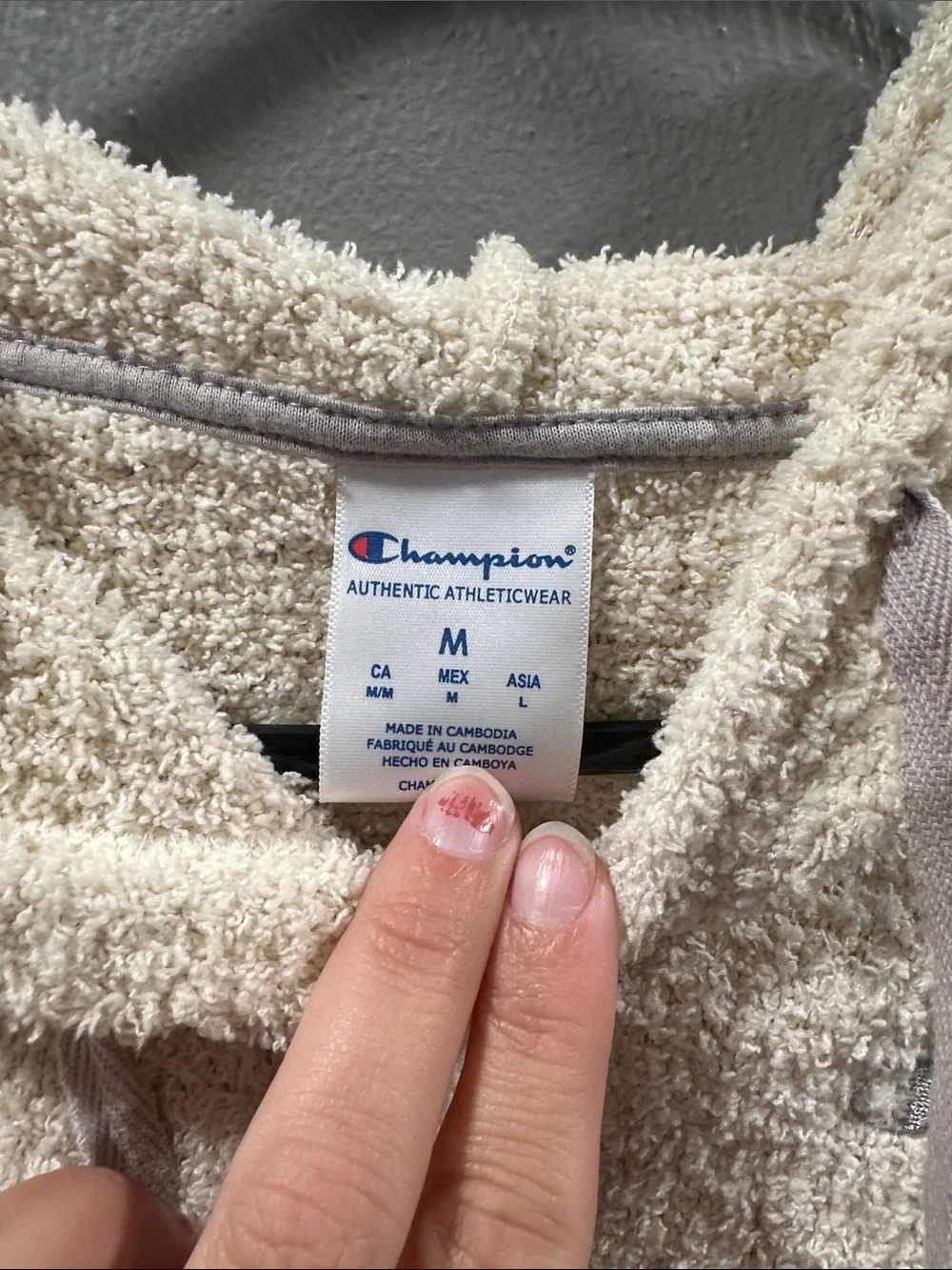 Champion Cream Plush Cropped Hoodie